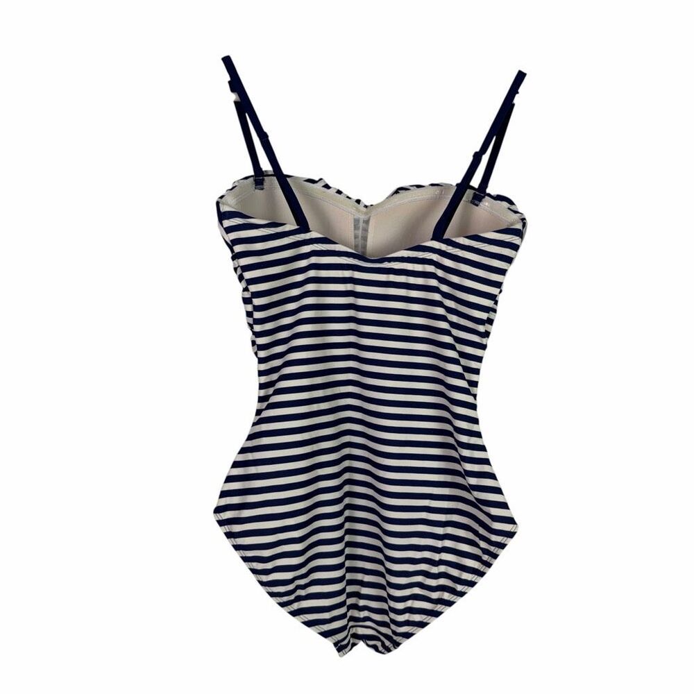 Boden Womens Bandeau size 8 Blue White Stripe One-Piece Swimsuit - Picture 2 of 7